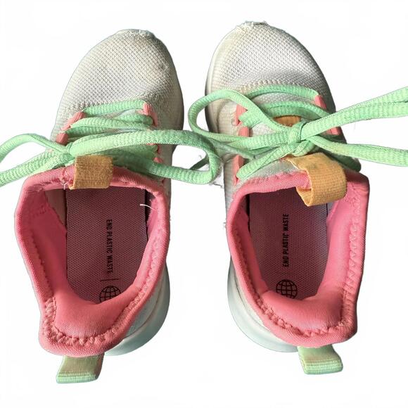 adidas Cloudfoam kids sneakers white mesh pastel lace-up size 11K - Picture 4 of 9